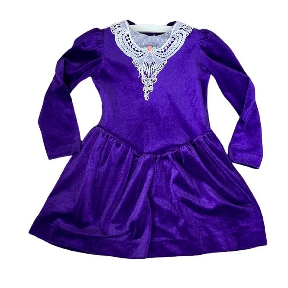 Vintage Picture Perfect Purple Velvet Formal Holiday Dress - Picture 1 of 9